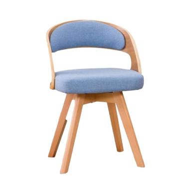 Imagem de Cadeiras de jantar de madeira, cadeira estofada giratória com almofada de linho de algodão e arco oco pernas de madeira para quarto e cozinha C 1 peça