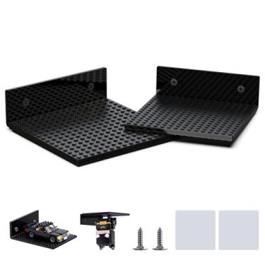 Imagem de Pacote com 6 prateleiras de acrílico flutuantes para parede, compatível com blocos de construção LEGO, prateleiras de dupla face com pinos de 40 x 40 cm para armazenamento e exibição de tijolos de