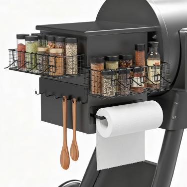 Imagem de Maxdot Conjunto de 12 compartimentos magnéticos para grade de pellets com suporte de toalha de papel e ganchos para pendurar para alguns modelos de acessórios