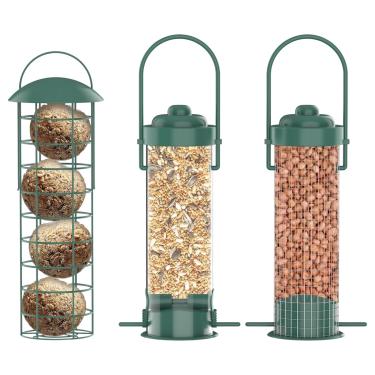 Imagem de Alimentador de pássaros | Suporte de metal à prova de ferrugem - Alimentador de pássaros tubo à prova de esquilos - para beija-flor Chickadee Finch Alimentação Jardim Quintal Pátio