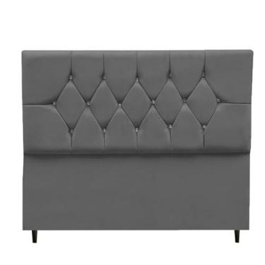 Imagem de Cabeceira Casal Queen King Solteiro em Suede e Pés de Apoio - Cabeceira - Decoração de quarto ideal para o Brasil(Cinza,2.00)