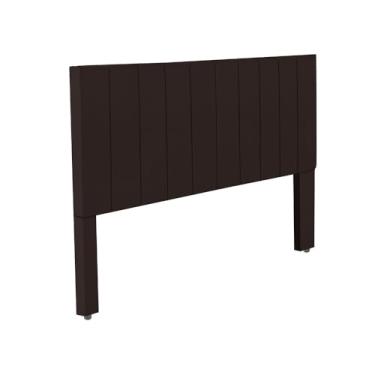 Imagem de Cabeceira de Cama box com pé Ibiza Vazada em Linho/Courino ou Suede - Decoração de quarto ideal para o Brasil(Courino Marrom,Casal 1,40)