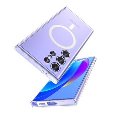 Imagem de AoliAo7 Capa magnética para Samsung Galaxy S24 Ultra compatível com MagSafe, capa protetora à prova de choque S24ultra para celular, parte traseira rígida e transparente não amarelada (transparente)