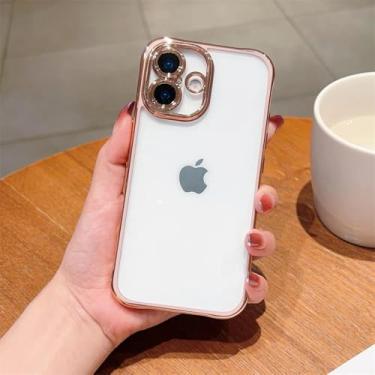 Imagem de HTVJFX Capa protetora de lente de câmera 16pro, revestimento transparente, canto de airbag, capa rígida de PC (para 16pro/rosa)