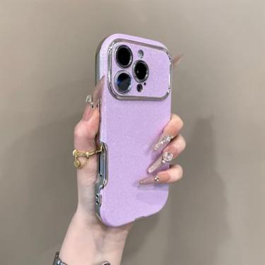 Imagem de HTVJFX Capa de couro macio com glitter a laser para iPhone 14 Plus, capa de silicone à prova de choque (para iPhone 14 Plus/roxa)