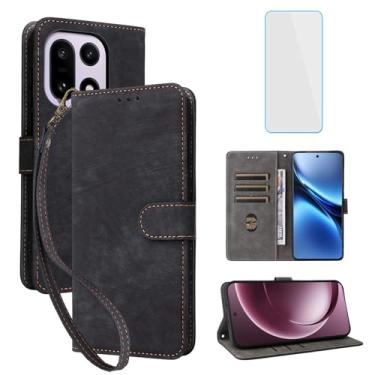 Imagem de IUQXU Capa carteira para celular OnePlus 15 com protetor de tela [bloqueio RFID] couro flip porta-cartões com suporte para celular feminino e masculino para OnePlus15 PlusOne One Plus 1+15 preta
