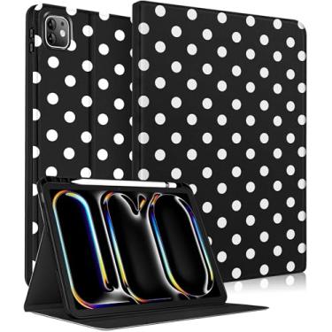 Imagem de Wazzasoft for iPad Pro 11 Inch Case M5 2025/M4 2024 - Women Girls Cute Smart Folio Cover (Auto Wake/Sleep) with Build-in Pencil Holder for Apple Tablet Soft TPU Protective Cover,Polka Dots