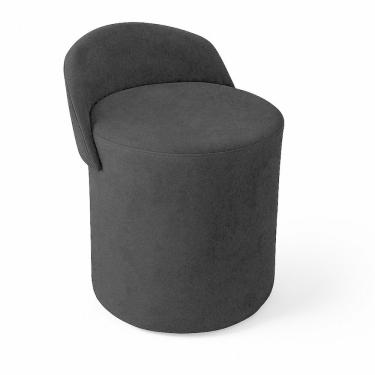 Imagem de Puff Encosto Confortável Sala Estilo Moderno Redondo Suede Preto