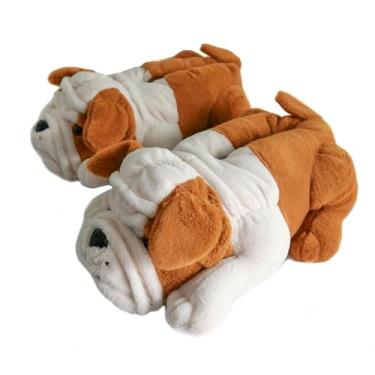 Imagem de Onmygogo Pantufas felpudas de inverno para cães adultos e mulheres, homens e crianças, buldogues, Marrom, 7-9