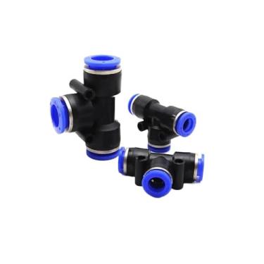 Imagem de SAAWEE 1 peça 3 vias T em forma de T pneumático 10 mm, 8 mm, 12 mm, 6 mm, 4 mm, 16 mm, tubo de mangueira OD, encaixe de gás de ar, adaptadores de conector (verde grama)