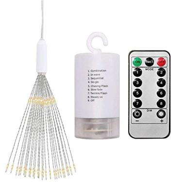 Imagem de 180 LEDs Luzes de Fogo Artifício Decorativas Penduradas Controle Remoto Operado por Bateria 8 Modos Luz Branco Quente LED Estrela Interior para Quarto