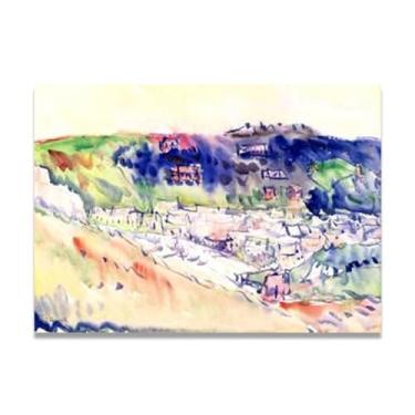 Imagem de LKXGRRSFG Paisagem à beira-mar Arte de parede em tela Charles Demuth - Reprodução de pintura a óleo abstração geométrica, design de interiores colorido ousado 19,78 x 69,8 cm sem moldura