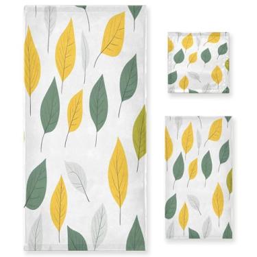 Imagem de xigua Conjunto de toalhas de banheiro de folhas verdes absorvente macio toalha de banho de 3 peças toalha de mão toalhas decorativas para banheiro, academia, hotel, praia, piscina