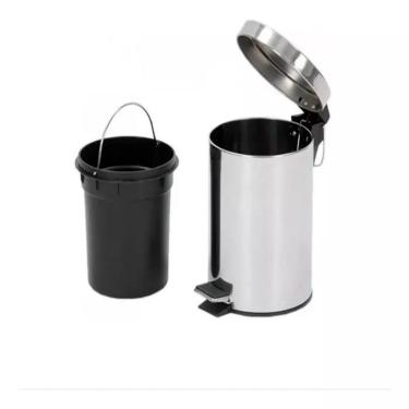 Imagem de Lixeira Inox 8 Litros Luxo Pedal Cesto Lixo Removivel Retro Vintage Banheiro 8l Prateada