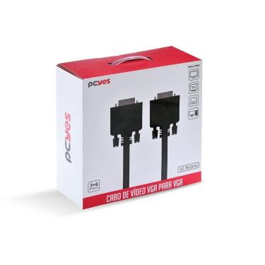 Imagem de Cabo de Vídeo Vga 3+6 15 Pinos 40m Cobre Puro 28 Awg Alta Resolução 1280x1024p Pcyes