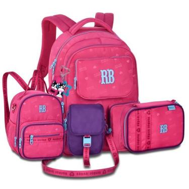 Imagem de Mochila Feminina com Lancheira e Estojo Box Rebecca Bonbon, Rosa