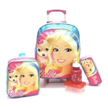 Imagem de Kit Mochila Infantil Barbie Brilho Pets Rodinhas G 2019 F5