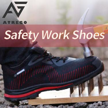 Imagem de AtreGo Mens Leve Toe Steel Sapatilhas de trabalho de segurança Sapatilhas Botas sapatos anti-punção