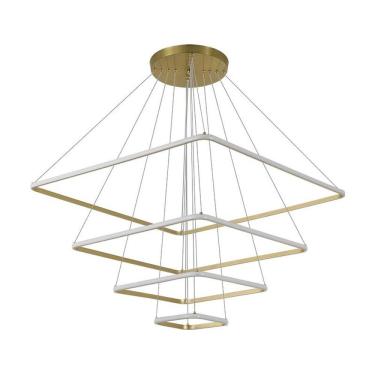 Imagem de Lustre Pendente Nordecor Inverse Quadrado 2171-1 com 5 metros Dourado Led Bivolt