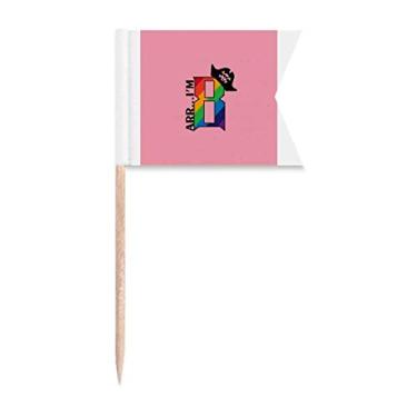 Imagem de Oito chapéu de pirata arco-íris Art Deco presente bandeiras de palito de dente modernas marcando para festa bolo comida prato de queijo