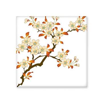 Imagem de Adesivo brilhante de azulejo de cerâmica com estampa de folhas de flor, papel de parede