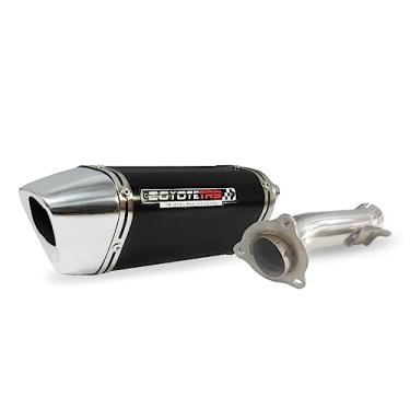 Imagem de Escape/Ponteira Coyote TRS 200mm Alumínio - CB 500 F/R/X ano 2014 até 2019 - Preto/Cromado