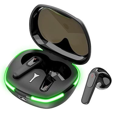 Imagem de Fones de ouvido sem fio com controle tátil, fones de ouvido estéreo com cancelamento de ruído e estojo de carregamento, fones de ouvido sem fio intra-auriculares à prova d'água IPX4 com alta fidelidade estéreo, com luzes coloridas, adequados para uso ao ar livre, escritório e esportes.