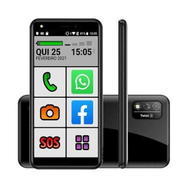 Imagem de Smartphone Celular Do Idoso Positivo Com Letra E Ícones Grandes 64Gb D