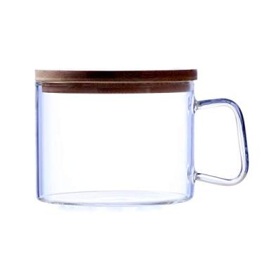 Imagem de Tigela de vidro para macarrão com tampa e alça, tigelas de grande capacidade de 1200ml para sopa, cereais, frutas, macarrão, salada