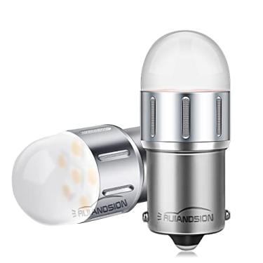 Imagem de Ruiandsion 2 lâmpadas de LED 1156 amarelas BA15S 7506 1003 1141 P21W 10-60V Luzes de seta LED para carros, caminhões, motocicletas, trailers, sem polaridade