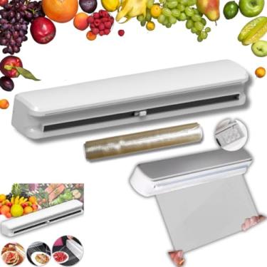 Imagem de Suporte Plastico Filme Papel Alumínio Cortador Dispenser Pvc com Plástico Filme