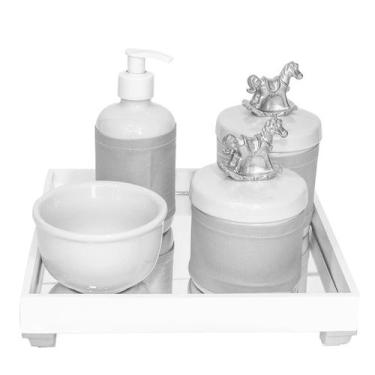 Imagem de Kit Higiene Espelho Potes, Molhadeira, Porta Álcool-Gel E Capa Cavalin
