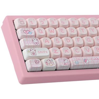 Imagem de TYRIXKI Conjunto de 148 teclas fofas PBT com sublimação de tinta e perfil MOA para teclados mecânicos Cherry Gateron MX Keys
