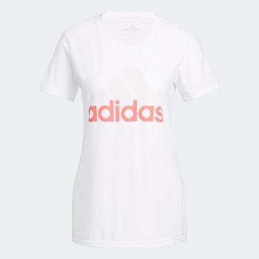 Imagem de Camiseta Adidas Logo Feminina Branco e Rosa-Feminino