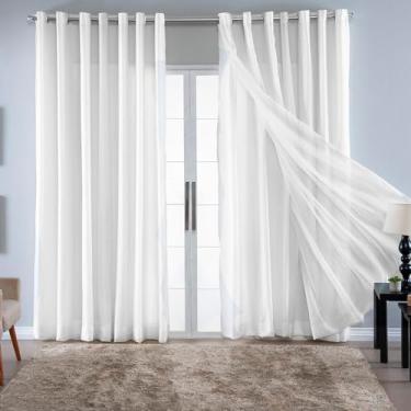 Imagem de Cortina de Voil Liso Forro Microfibra Voal Tecido Sala Quarto Porta Janela (BRANCA, 6 METROS)