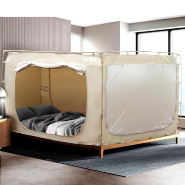 Imagem de RIYDH Barraca de cama com dossel de cama queen size para adultos e crianças - barraca portátil de sonho barraca de dormir interna 70% blackout com 3 portas barracas respiráveis grandes espaços