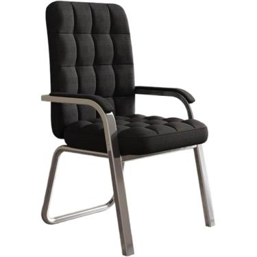 Imagem de Cadeira de escritório doméstico sem rodas, cadeira de computador estofada com encosto alto, cadeira de mesa executiva ergonômica com pernas de metal, cadeira moderna de penteadeira de braço