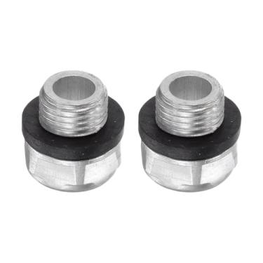 Imagem de HARFINGTON 2 peças de vidro de visão de óleo para compressor de ar 10 x 1 mm rosca macho medidor de nível de líquido, cabeça sextavada de alumínio, janela indicadora de óleo com anel de vedação para