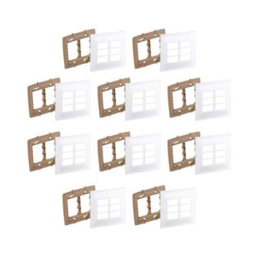 Imagem de Kit 10 Placa 4X4 P 6 Mód Branco Zeffia C Suporte Pial 680177 - Pial Le