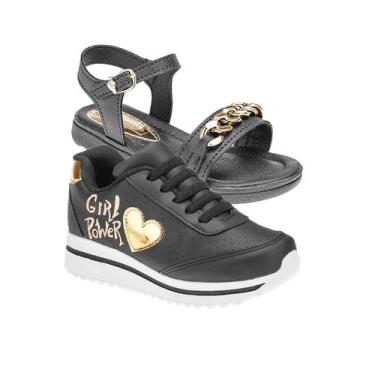 Imagem de Tenis de Menina e Sandália Escolar - KIT 2 PARES Tam 24 ao 34 - sapati