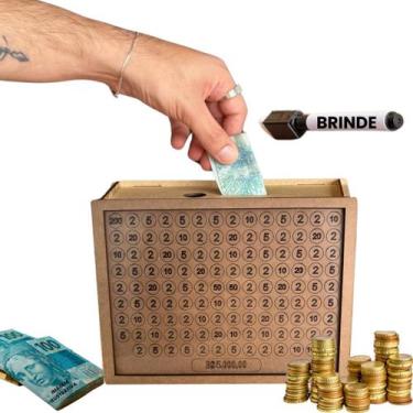 Imagem de Cofrinho Cofre Guardar Dinheiro Fácil Caixa Woodbox 5 mil Original Rea