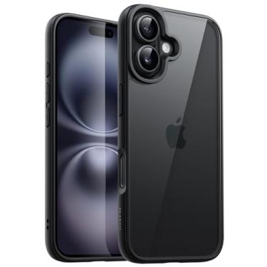 Imagem de JETech Capa para iPhone 16 Plus 6,7 Polegadas, Case Protetora de Telefone à Prova de Choque, Estrutura de TPU Fosco de Cor Sólida, Capinha Parte Traseira Transparente Anti-Riscos (Preto)