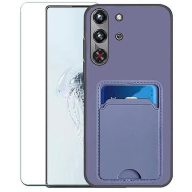 Imagem de Covthch Capa para ZTE Nubia Red Magic 10 Pro com protetor de tela, capa RedMagic 10 Pro+, borracha de silicone fina, elegante, durável, com compartimentos para cartão de crédito, capa carteira para