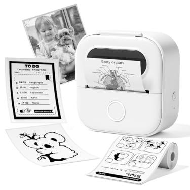 Imagem de Ponek Mini impressora Print Pods, máquina de fazer adesivos Y02C, mini impressora portátil com 1 rolo de papel, recibo sem tinta Bluetooth para telefone, máquina térmica portátil para diário, notas