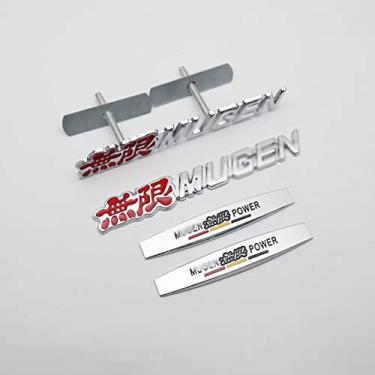 Imagem de Conjunto de 4 peças de Adesivos AM96 MUGEN Power Front Grille + Adesivo lateral para-lama + emblema de emblema de carro adesivo traseiro para Honda CR-Z Fit Crosstour Accord SPIRIOR CRV CIVIC CITY