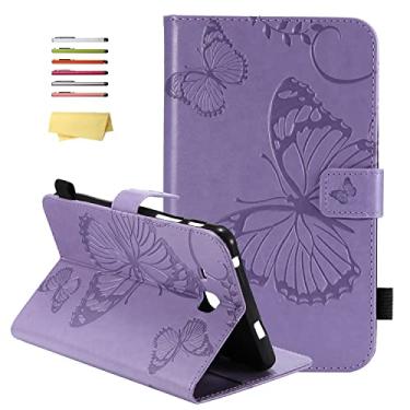 Imagem de Capa UUcover para tablet Samsung Galaxy Tab A 7.0 (SM-T280/T285), capa traseira de TPU flexível e leve transparente à prova de choque com estampa de para-choque transparente, # Purple