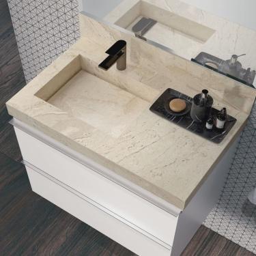 Imagem de Lavatório em Porcelanato para Banheiro 80cm com Cuba Esculpida