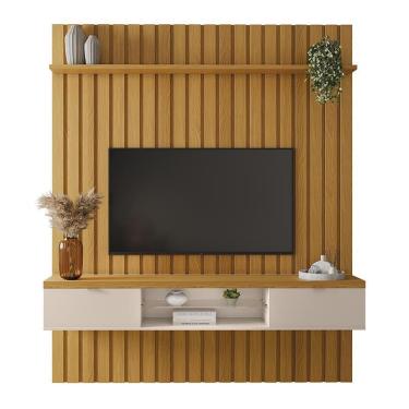 Imagem de Painel Ripado You Illusion 1.8 para TV até 70 - hb Móveis Cinamomo/Off White