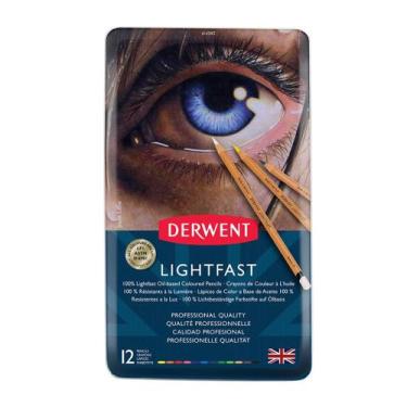 Imagem de Lápis de Cor Permanente Lightfast 12 Cores Estojo Lata - Derwent, Únic