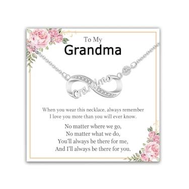 Imagem de EPIRORA Presentes para avó da neta, neto, colar com pingente infinito de prata, joias de sobrinha, presentes para meninas no aniversário, Natal, Dia das Mães, Dia dos Namorados, Latão, Zircônia cúbica